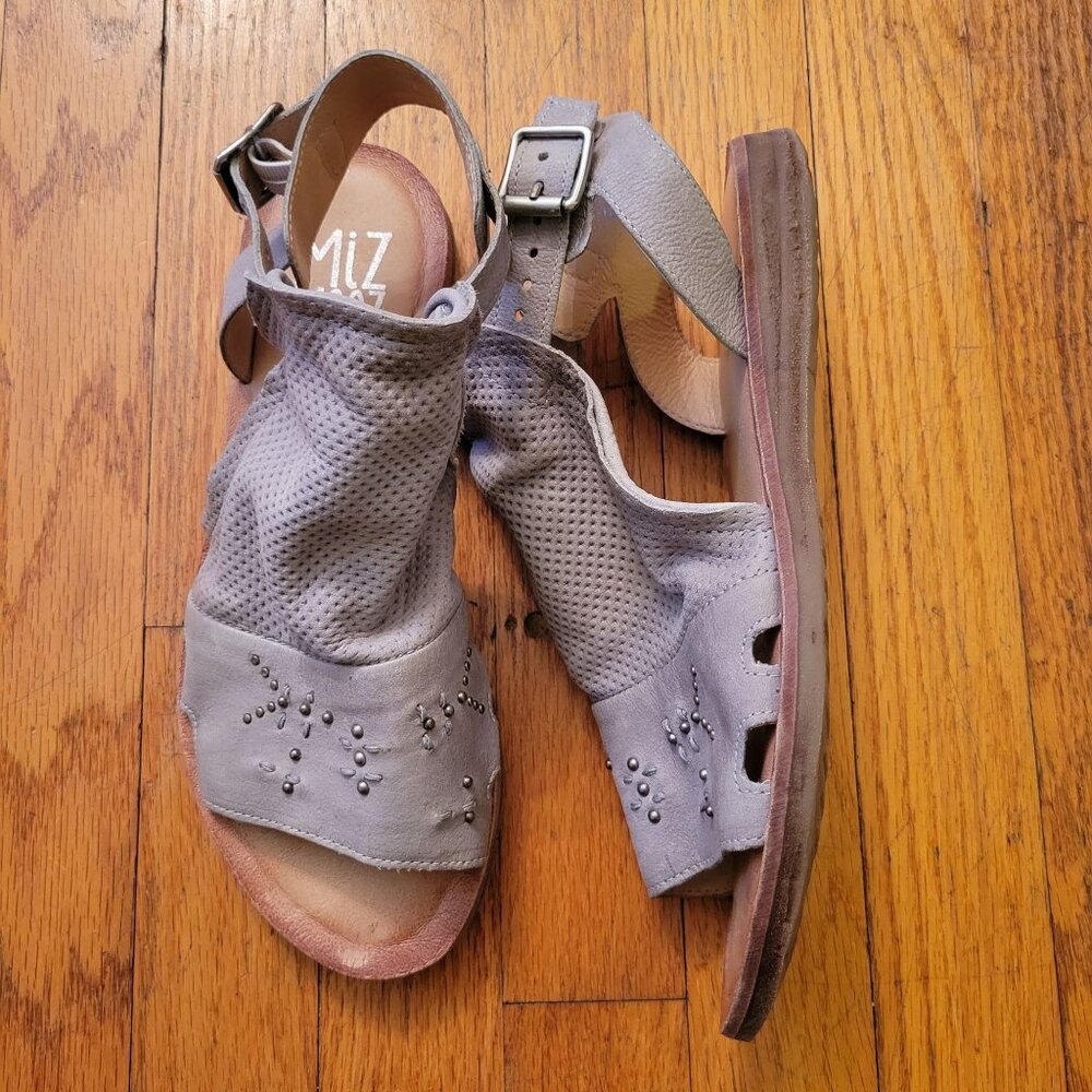 Miz Mooz 41 Gray Leather Sandals Studded Detail 9.5 10 Open Toe 9.5 10 FIFI‎